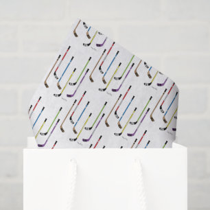 Colourful Hockey Sticks and Puck Tissue Paper