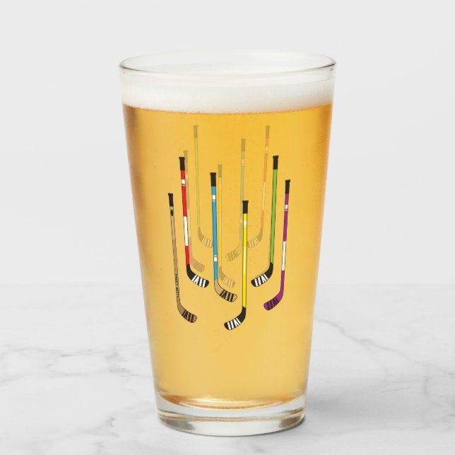 Colourful Hockey Sticks Glass (Front Filled)