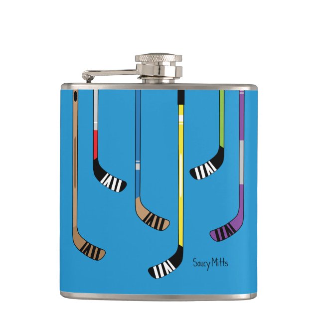 Colourful Hockey Sticks Hip Flask (Front)