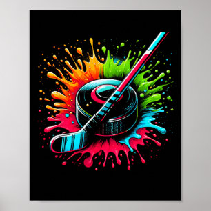 Colourful Hockey Tie Dye Colour Hockey Player Spor Poster