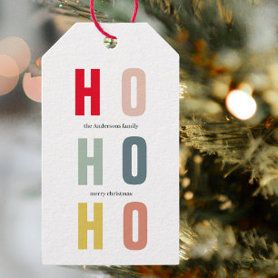 Colourful HOHOHO Christmas Happy Holidays Gift Tags