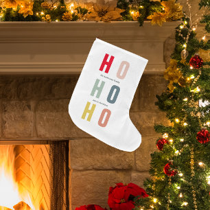 Colourful HOHOHO Christmas Happy Holidays Large Christmas Stocking