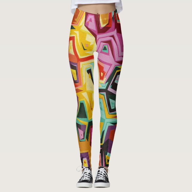 Colourful holes texture leggings (Front)