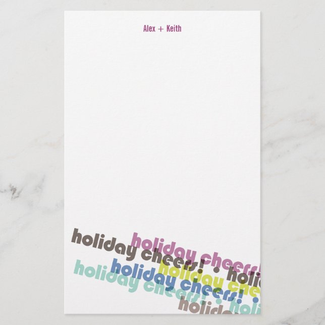 Colourful Holiday Cheers Custom Holiday Stationery (Front)