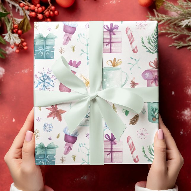 Colourful Holiday Joy – Watercolor Wrapping Paper (Creator Uploaded)