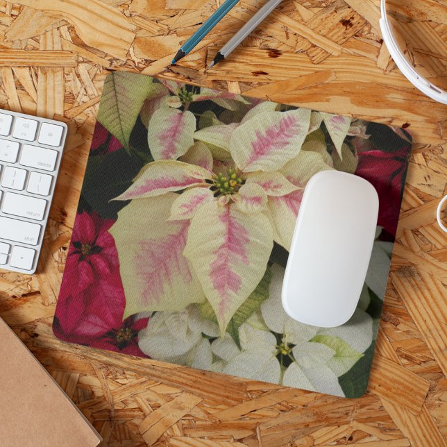 Colourful Holiday Poinsettias Floral Mouse Pad (In Situ)