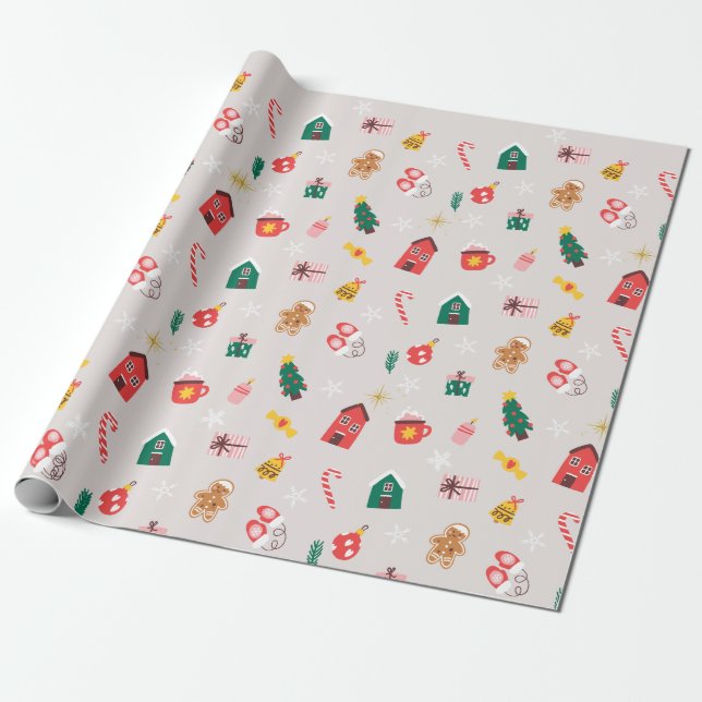 Colourful Holiday Wrapping Paper: Fun Winter Desig Wrapping Paper (Unrolled)