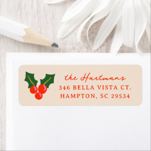 Colourful Holly Berries Christmas Return Address Label