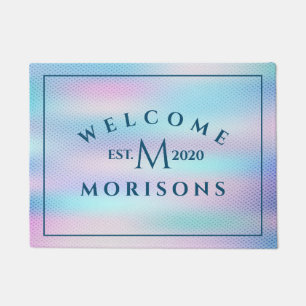 Colourful holographic background doormat