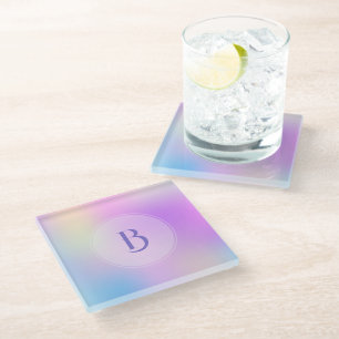 Colourful holographic background glass coaster