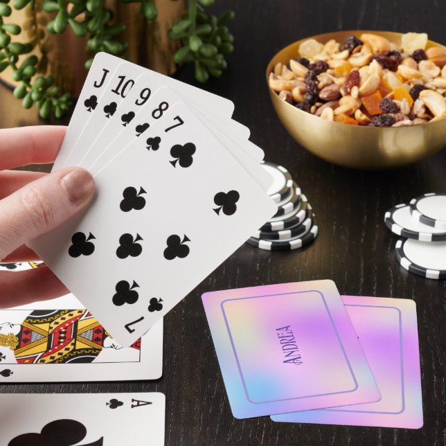 Colourful holographic background playing cards (In Situ)