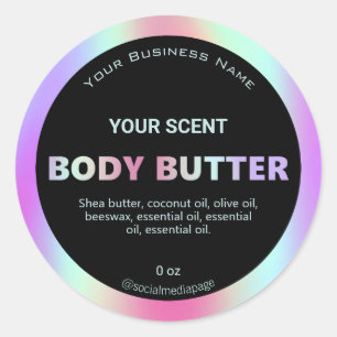Colourful Holographic Body Butter Labels
