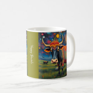 Colourful Holy Diwali Cows in Festive Disguises Coffee Mug