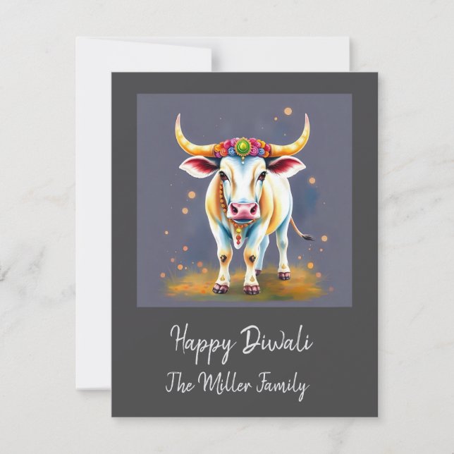 Colourful Holy Diwali Cows in Festive Disguises Holiday Card (Front)