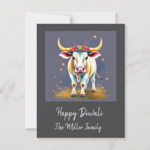Colourful Holy Diwali Cows in Festive Disguises Holiday Card