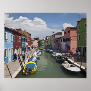 Colourful homes along canal on the island of poster