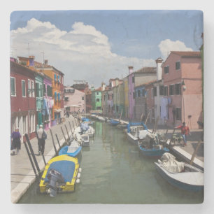 Colourful homes along canal on the island of stone coaster