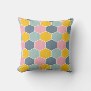 Colourful Honeycomb Geometric Pattern Cushion