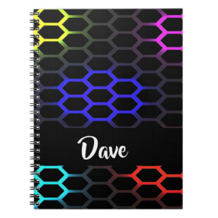 Colourful honeycomb patterned notebook