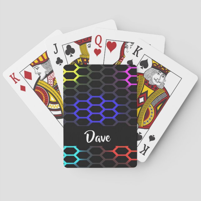 Colourful honeycomb patterned playing cards (Back)