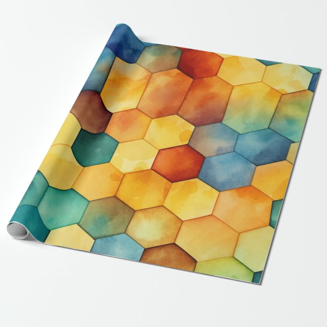 Colourful Honeycomb Wrapping Paper (Unrolled)