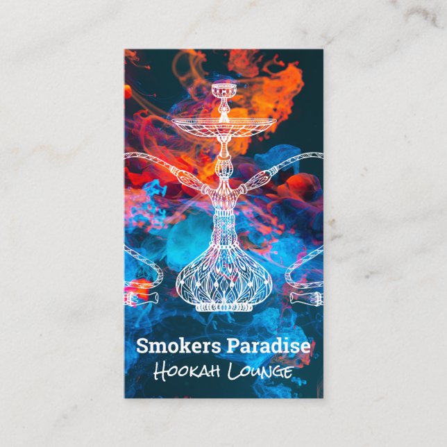 Colourful Hookah Smoke | Hookah Pipe Illustration Business Card (Front)