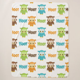 Colourful Hoot Owl Sherpa Blanket