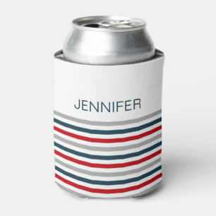 Colourful horizontal navy stripes can cooler