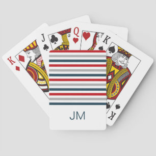 Colourful horizontal navy stripes playing cards