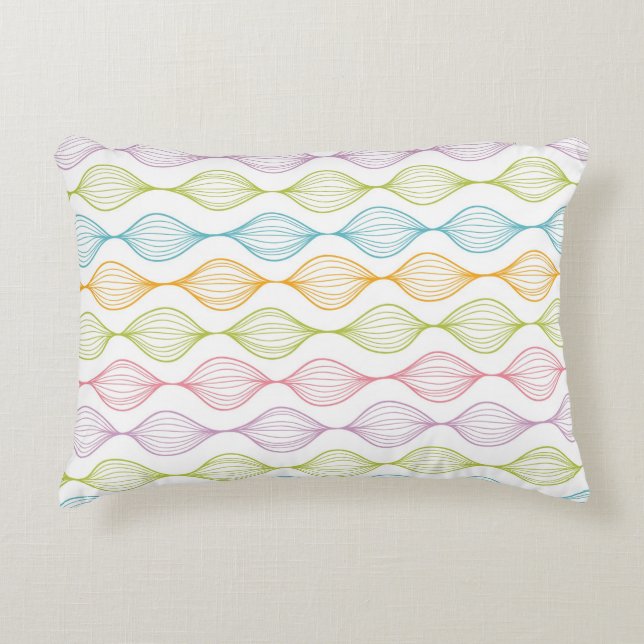 Colourful horizontal ogee pattern decorative cushion (Front)