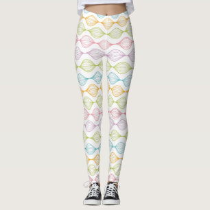 Colourful horizontal ogee pattern leggings