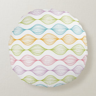 Colourful horizontal ogee pattern round cushion