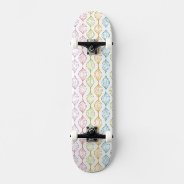 Colourful horizontal ogee pattern skateboard (Front)