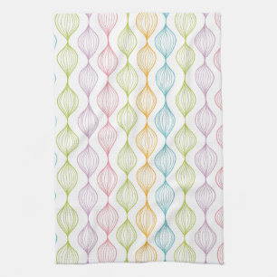 Colourful horizontal ogee pattern tea towel