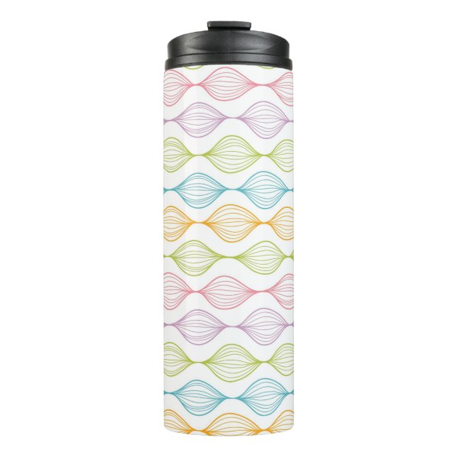 Colourful horizontal ogee pattern thermal tumbler (Front)