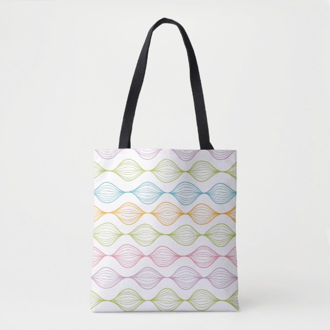 Colourful horizontal ogee pattern tote bag (Front)