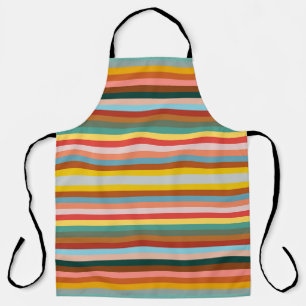 Colourful Horizontal Retro Stripes  Apron