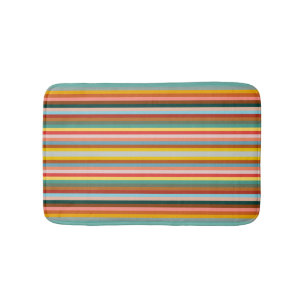 Colourful Horizontal Retro Stripes  Bath Mat
