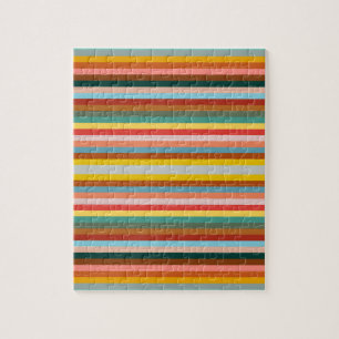 Colourful Horizontal Retro Stripes  Jigsaw Puzzle