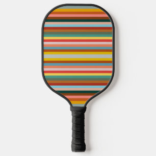 Colourful Horizontal Retro Stripes Pickleball Paddle