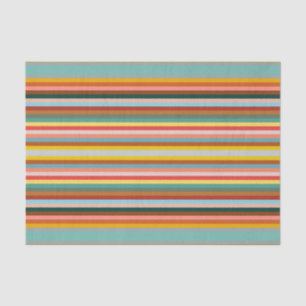 Colourful Horizontal Retro Stripes  Tissue Paper