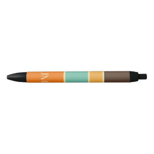 Colourful horizontal retro style lines black ink pen