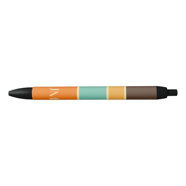 Colourful horizontal retro style lines black ink pen (Front)