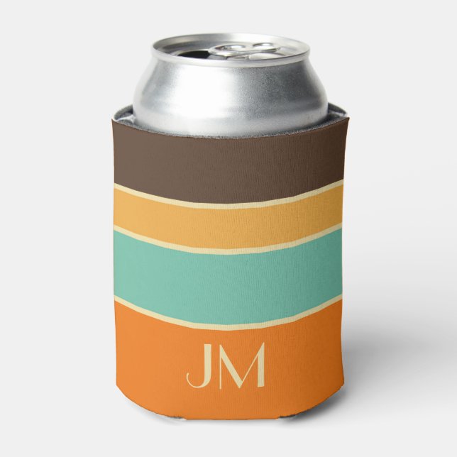 Colourful horizontal retro style lines can cooler (Can Front)