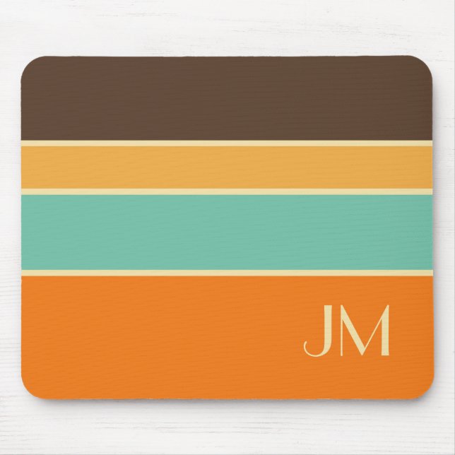 Colourful horizontal retro style lines mouse pad (Front)