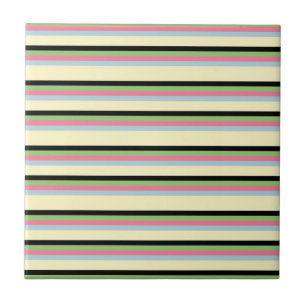 Colourful Horizontal Stripe Pattern Ceramic Tile