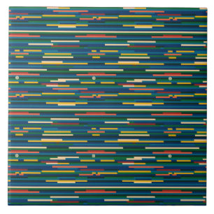 Colourful Horizontal Stripes Abstract Art Ceramic Tile