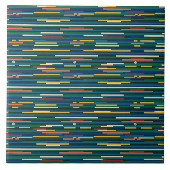 Colourful Horizontal Stripes Abstract Art Ceramic Tile (Front)