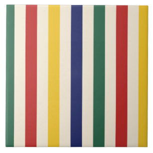 Colourful Horizontal Stripes Ceramic Tile