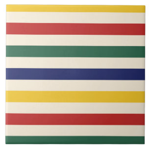 Colourful Horizontal Stripes Ceramic Tile